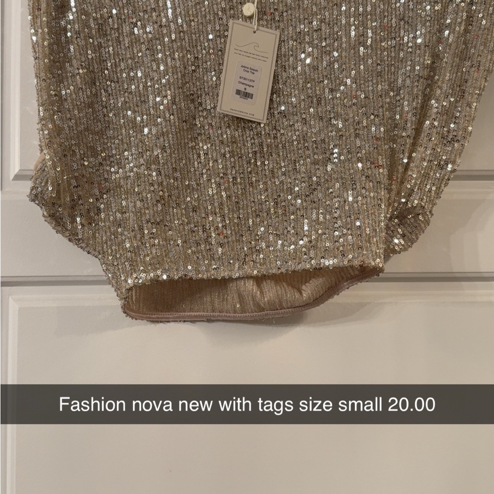 Fashion Nova Champagne Sequin Crop Top